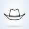 Cowboy hat line art icon isolated on white background. Vector illustration