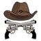 Cowboy hat with a pair of crossed guns