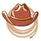 Cowboy hat and rodeo lasso. Vector western illustration with cowboy hat and lasso isolated on white