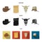 Cowboy hat, is searched, cart, bull skull. Wild West set collection icons in cartoon,black,flat style vector symbol