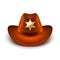 Cowboy hat with sheriff badge vector