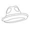 Cowboy hat silhouette. Continuous line drawing of gunslinger apparel. Cow boy hat drawn in simple minimalist outline