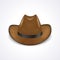 Cowboy hat on white background, front view, sheriff hat