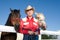 Cowboy With His Horses - Horizontal