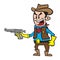 Cowboy holding a gun cartoon