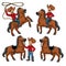 Cowboy and the horse set