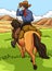 Cowboy Horseback Riding Colored Cartoon