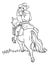 Cowboy Horseback Riding Isolated Coloring Page