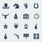 Cowboy icons.Vector wild west pictograms isolated