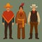 Cowboy, indian and mexican,