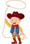 Cowboy kid cartoon twirling a lasso