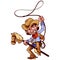 Cowboy with lasso on a stick-horse