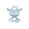 Cowboy line icon concept. Cowboy flat  vector symbol, sign, outline illustration.