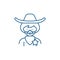 Cowboy line icon concept. Cowboy flat  vector symbol, sign, outline illustration.