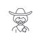 Cowboy line icon concept. Cowboy vector linear illustration, symbol, sign
