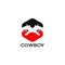 Cowboy logo design vector template with using crossed revolper icon design