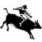 cowboy man riding a bull at a rodeo bull riding black and white silhouette