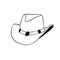 Cowboy mens hat, black lines white background