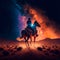 cowboy, night, MilkyWay