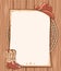 Cowboy paper background for text. Vector Country illustration with western cowboy boots and hat and lasso on wood texture