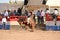 A Cowboy participates in bucking horse competition