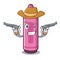 Cowboy pink crayon isolated in the mascot