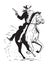 Cowboy with Pistol Riding a Galloping Horse Comics Style Drawing