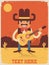 Cowboy playing guitar.Vector country music illustration