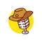 Cowboy podcast logo illustration design. cowboy hat logo with classic microphone. Suitable for logos, stickers, book covers,