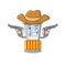 Cowboy popcorn vending machine cartoon isolated mascot