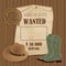 Cowboy poster. Wild west background for your design. Cowboy elements set.
