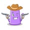 Cowboy purple teapot character cartoon