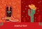 Cowboy red christmas card for text