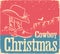 Cowboy retro Christmas card with western shoe and western hat