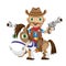 Cowboy rider with guns on a horse