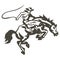 Cowboy rides a bucking bronco in a rodeo performance - vector illustration