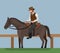 Cowboy riding black horse concept illustration design vector