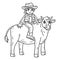 Cowboy Riding a Cattle Isolated Coloring Page