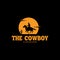 Cowboy Riding Horse Silhouette at Night logo