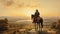 Cowboy riding in the wide open prairie