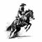 Cowboy Rodeo Black And White. Generative AI