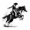 Cowboy Rodeo Black And White. Generative AI