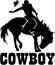 Cowboy rodeo on a horse with cowboy word