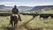 A Cowboy\\\'s Life Herding Angus Cattle. Generative AI