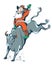 Cowboy Santa on the Rodeo.Western rodeo bull riding color illustration