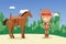 Cowboy sheriff cartoon character with horse, wild west people, vector illustration