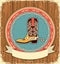 Cowboy shoe.Western label background