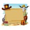 Cowboy sign with paper board -