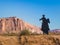 Cowboy silhouette at John Fords Point in Monument valley
