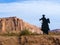 Cowboy silhouette at John Fords Point in Monument valley